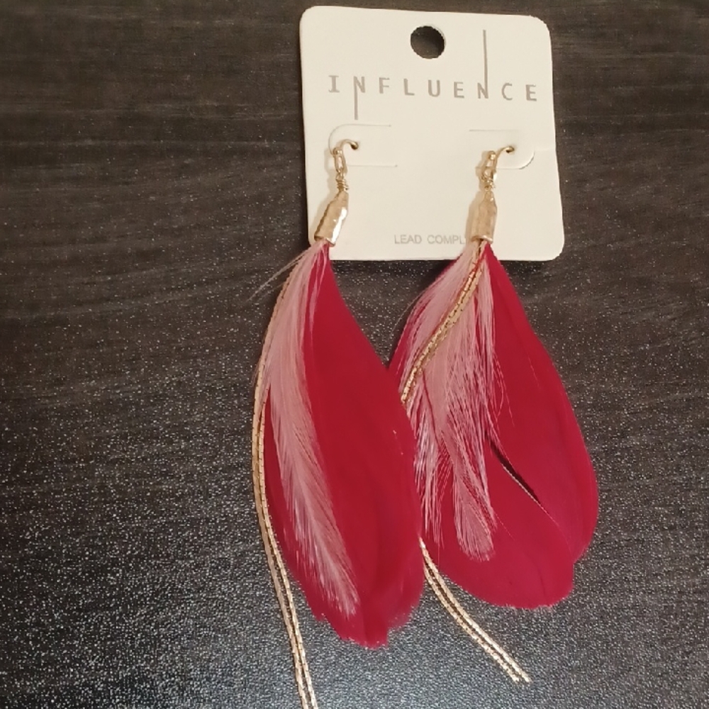 Influence Red Feather Earrings